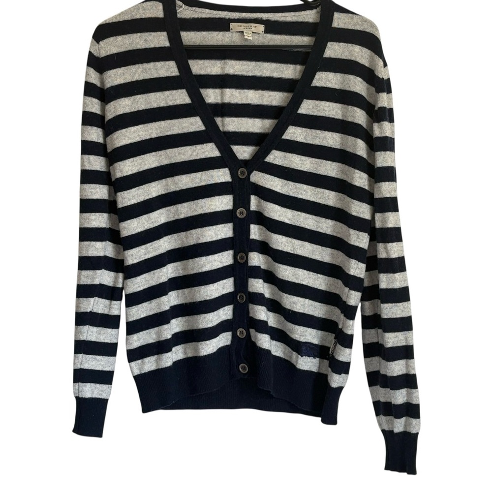 Small Navy and Cream Striped Burberry Cardigan